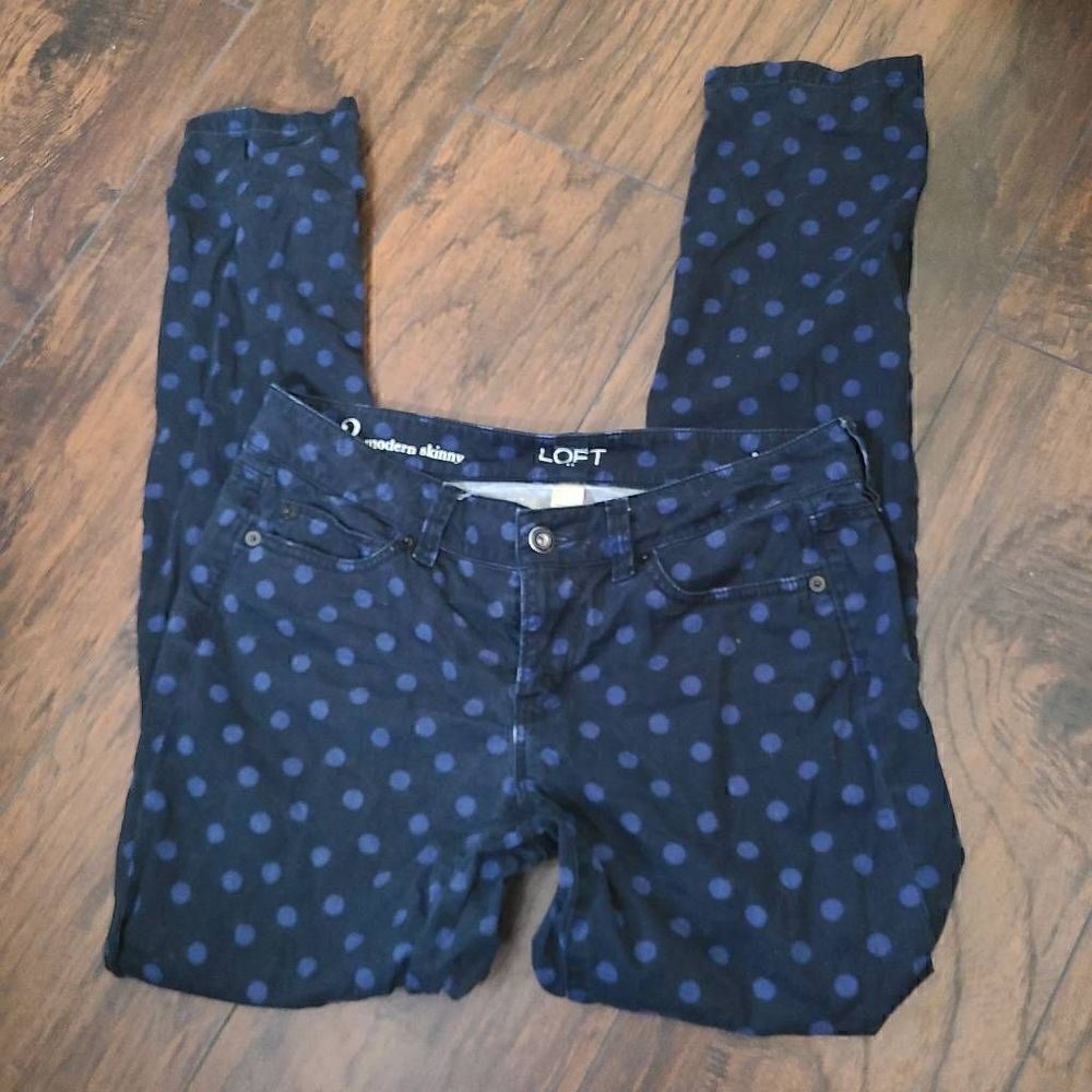 LOFT Modern Skinny Polka Dot Jeans